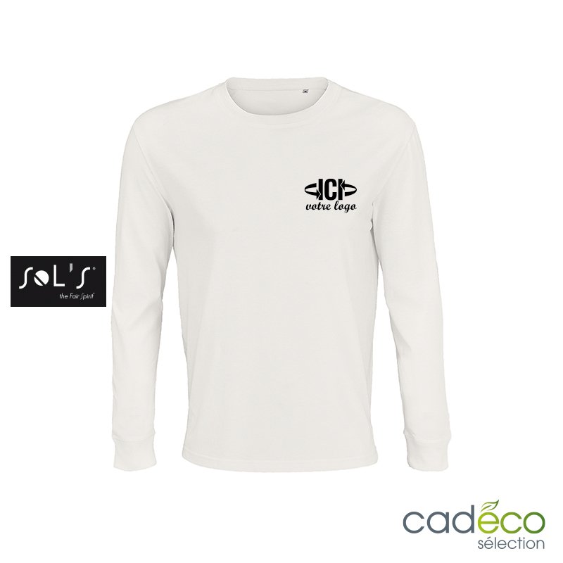 T-shirt PIONEER LSL Coton bio 150g Mixte blanc