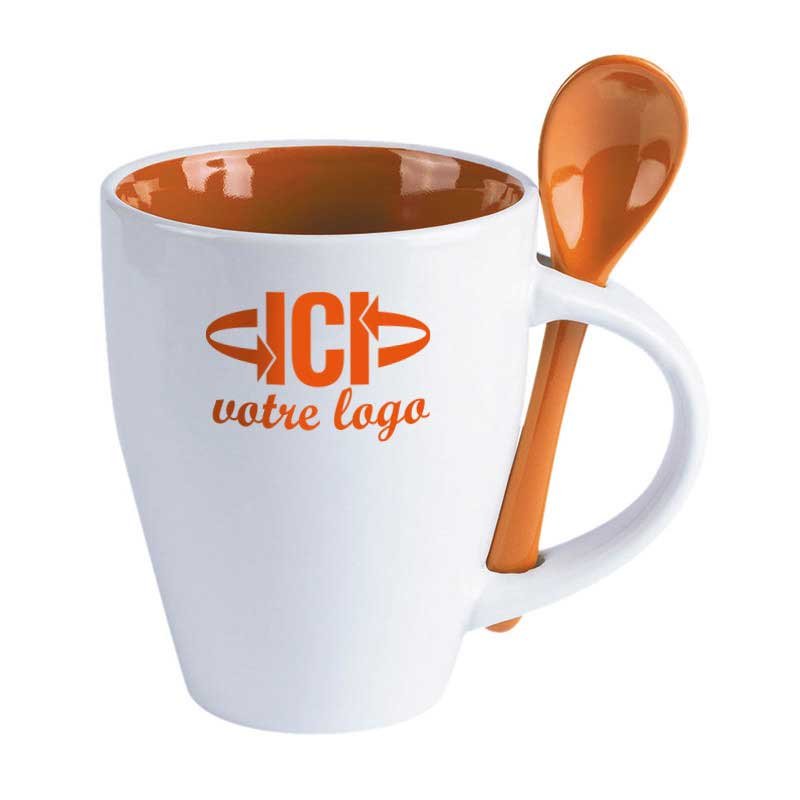 Mug avec cuillère personnalisé avec photo et texte pour le c