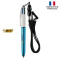 Stylo BIC 4 couleurs publicitaire SHINE avec lanyard