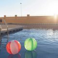 Mise en situation dans une piscine du Ballon de plage publicitaire OWATONNA
