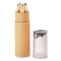 Tube 6 crayons de couleurs publicitaire MORTON gris ouvert