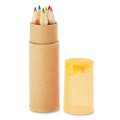 Tube 6 crayons de couleurs publicitaire MORTON jaune ouvert