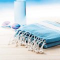 Fouta drap de plage publicitaire NAPOLI en situation