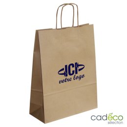 Sac papier KRAFT publicitaire 18 x 24 x 8 havane