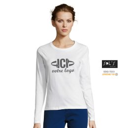 T-shirt publcitaire manches longues MAJESTIC Blanc Femme