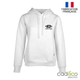 Sweatshirt publicitaire VASSEL 300g Blanc Femme à capuche