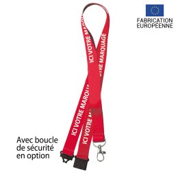 CORDON TOUR DE COU PORTE BADGE LANYARDS ROUGE PAR 100