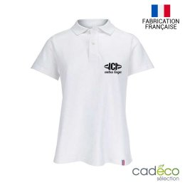 Polo publictaire en coton bio VATNA 220g Blanc Femme