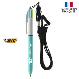 Stylo BIC 4 couleurs FASHION avec lanyard