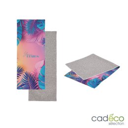 Serviette polyester RPET publicitaire VENUS S vue plié et déplié