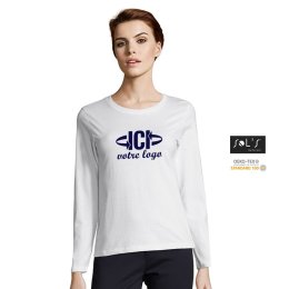 T-shirt publicitaire manches longues IMPERIAL 190g Blanc Femme