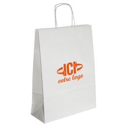 Sac papier KRAFT publicitaire 32 x 42x 12 blanc