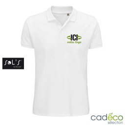 Polo publicitaire coton bio PLANET 170g Blanc Homme