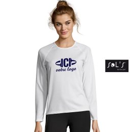 T-shirt publicitaire manches longues SPORTY 140g Blanc Femme